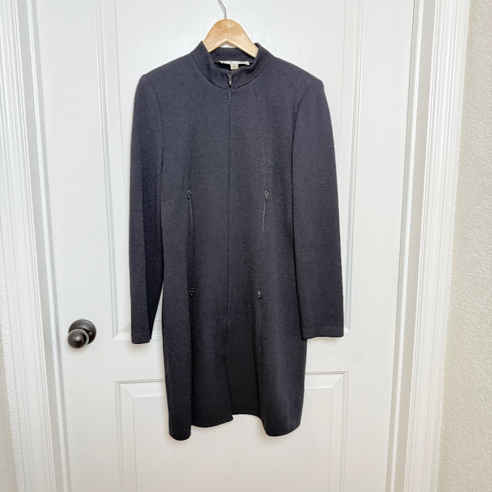 2000s St. John Santana Knit Long Black Cardigan Size 8